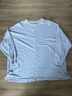 aerie American Eagle Light Blue Oversized Long Sleeve Shirt Crewneck